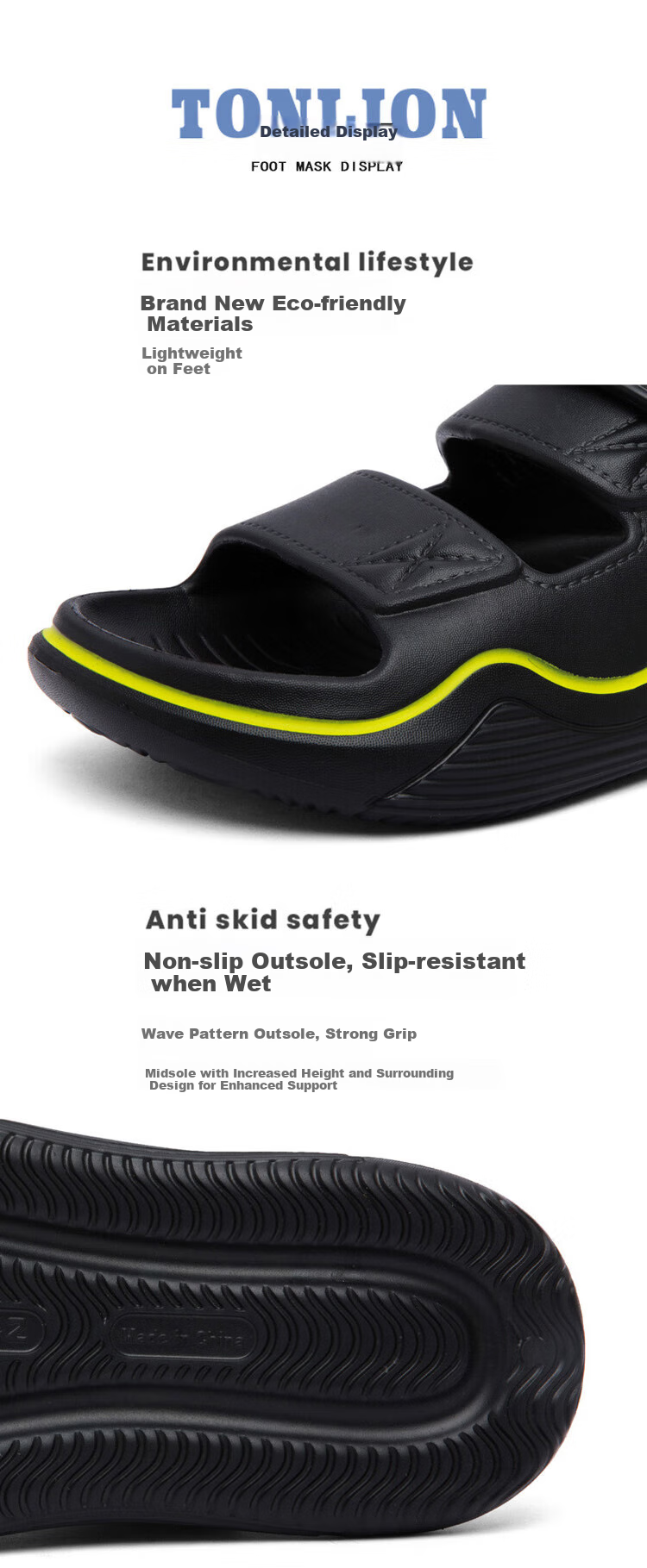 TonLion Men's Sandals, Outdoor Casual Dual-Use Sandals And Slippers, Men's Outdoor Water-Friendly Beach Sandals 5