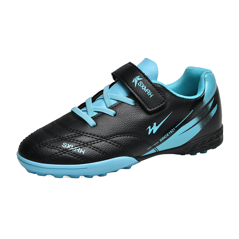 Shuangxing Kids Soccer Shoes Youth TF Turf Cleats Velcro Training Shoes Boys Girls Grass Football Sneakers Student Match Shoes