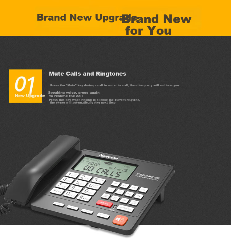 Newmine HL2008TSD-2094 (R) 16GB Recording Telephone, Landline Phone, Automatic Recording, Auto Answering, One-Key Dialing 2