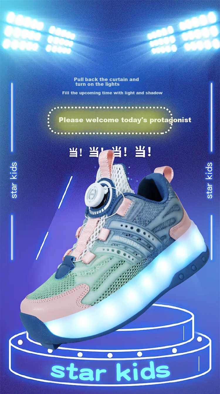 BKG Running Shoes for Boys, New Autumn Student Single Mesh Breathable Girls' Sports Roller Skates X25533-B15 3