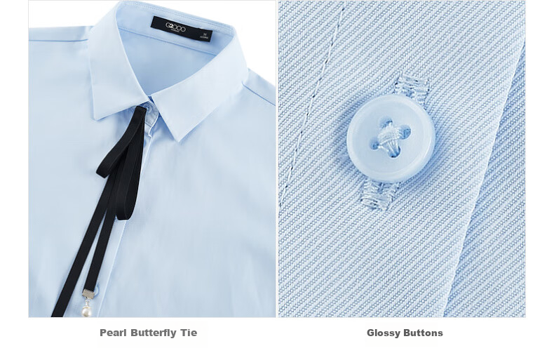 G2000 [With Free Bow] Women's Skin-Friendly Cotton Spring And Summer Long-Sleeve Shirt, White, Size 42 8