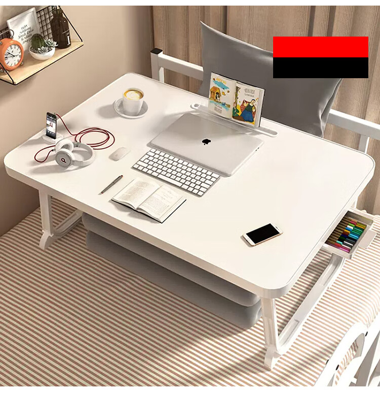 Huakaizhixing Bedside Small Table, Laptop Desk for Bed, Study Desk, Writing Desk, BGZ698 White, 70*48 13
