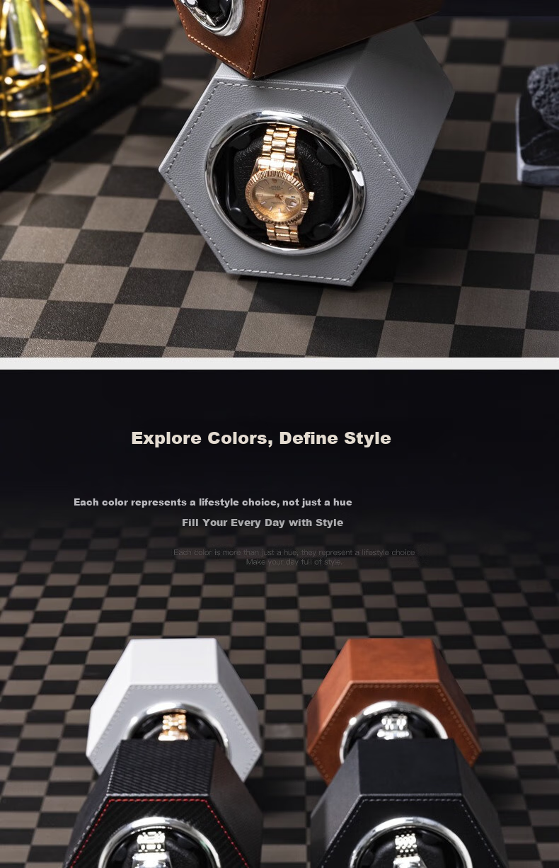 DUOJINJIANG Watch Winder Mechanical Watch Rotator Automatic Watch Care Shaker Imported Non-Magnetic Storage Box, Single Watch Compartment Black 6
