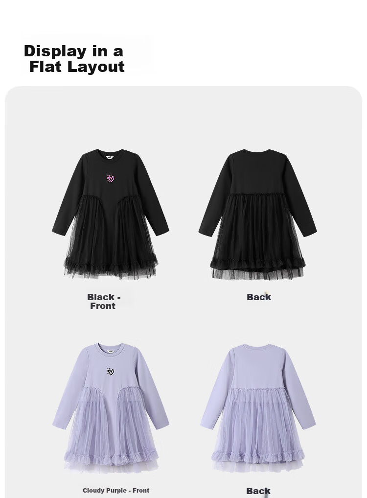Annil Girls' Long-Sleeve Dress, Spring 2025 New Style, Black, Size 150 10