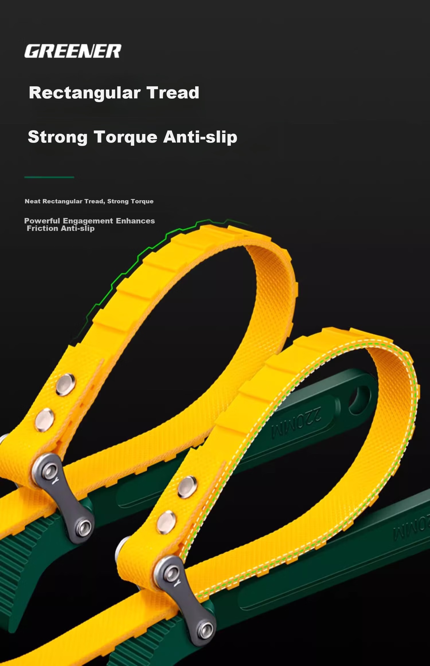 GREENER Oil Filter Chain Belt Wrench, Disassembly And Assembly Special Tool, Belt-Type Household 16-Inch Non-Slip + Heat Shrink Tube 5