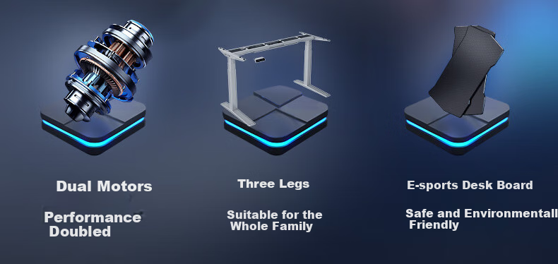 Loctek Black Knight MAX Gaming Desk, Electric Height Adjustable Computer Desk, Standing Desk, 1.4m, Rubberwood 4
