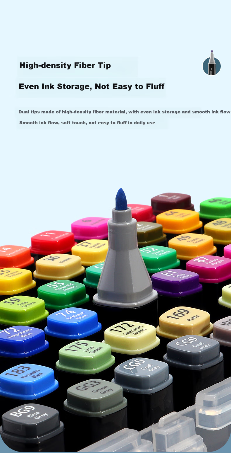 BAOKE MP2931-60 Dual-Tip Markers, Alcohol-Based, for Students' Art Drawing, Children's Doodling, Design Pens, 60 Colors, Watercolor Pens for Art Educatio 7