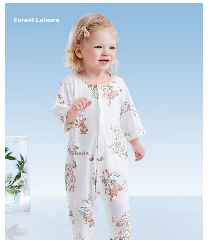 Beitaisi Baby Clothes, Summer Breathable Thin Mesh, Infant Romper, Three-Quarter Sleeve, Pure Cotton Class A Air Conditioning Wear 21
