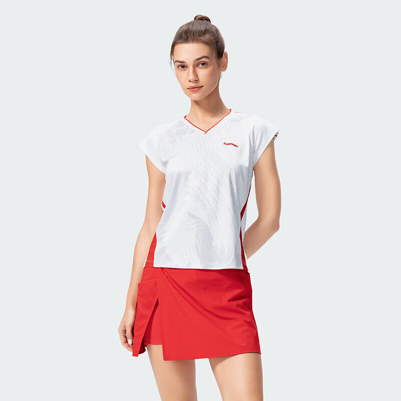 KAWASAKI Badminton Sports T-Shirt Quick-Dry Sweat-Absorbing Breathable Women's Competition Training Jersey C2017 Vermilion Red S