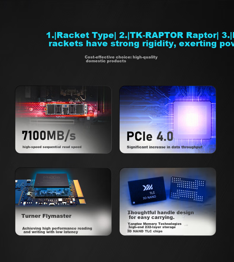 KINGBANK 1TB SSD Solid State Drive, M.2 Interface (NVMe PCIe 4.0x4), Read Speed 7400MB/s, KP260 PLUS Series, Changjiang Wafer 2