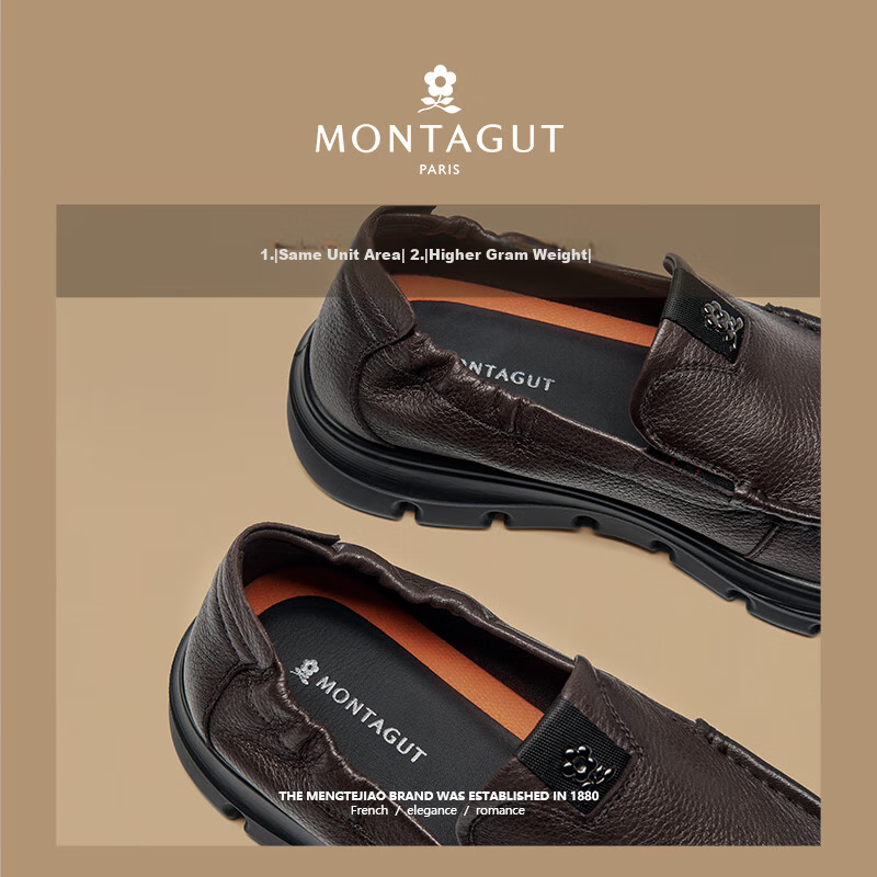 MONTAGUT Men's Shoes, 2026 Spring New Sheepskin Slip-On Casual High-End Leather Shoes for Men, Soft-Soled Comfortable Slip-On Footwear for Me