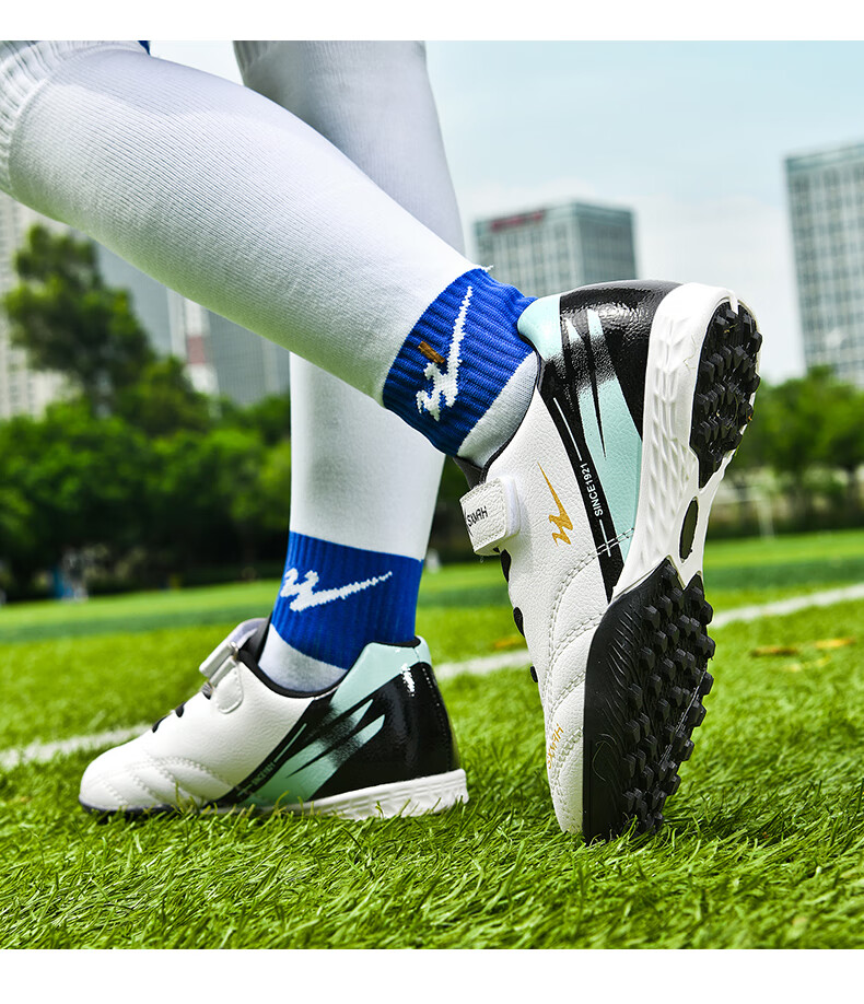 Shuangxing Kids Soccer Shoes Youth TF Turf Cleats Velcro Training Shoes Boys Girls Grass Football Sneakers Student Match Shoes 8