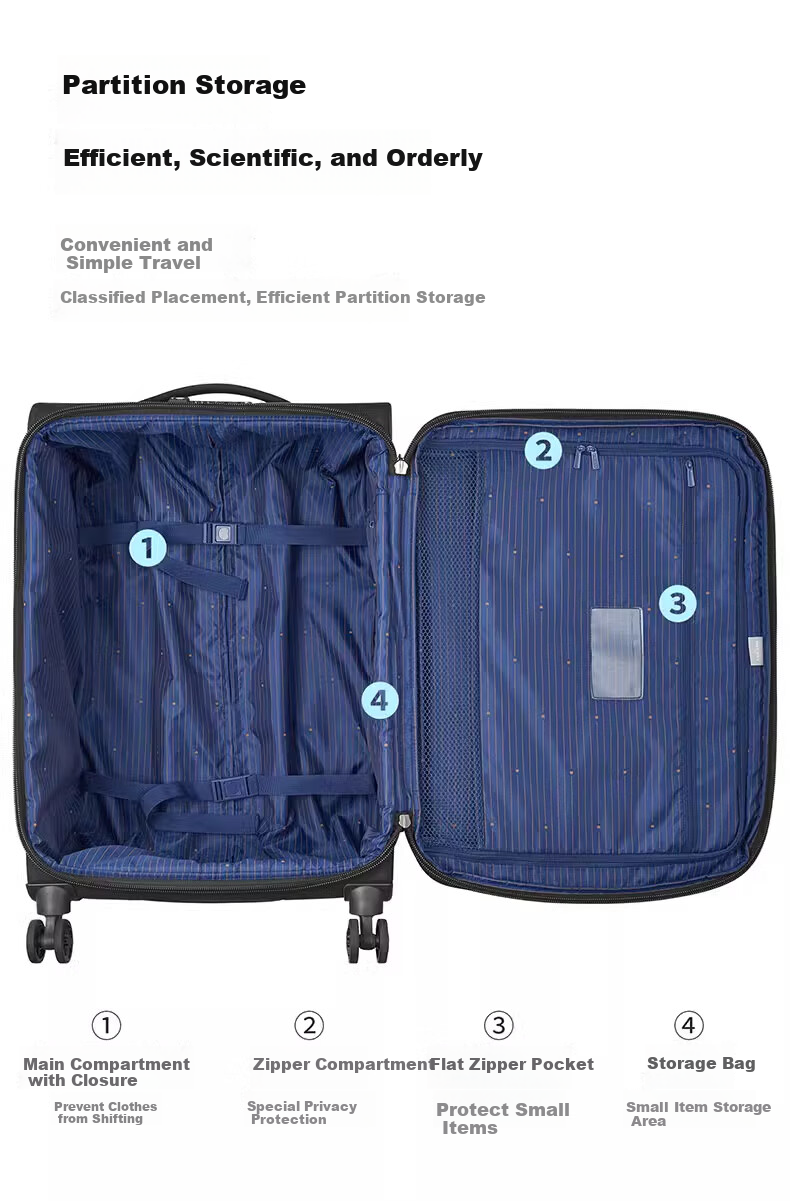 DELSEY French Ambassador Luggage, Ultra-Lightweight Password Lock Suitcase, Soft Fabric Travel Case, 24-Inch 17