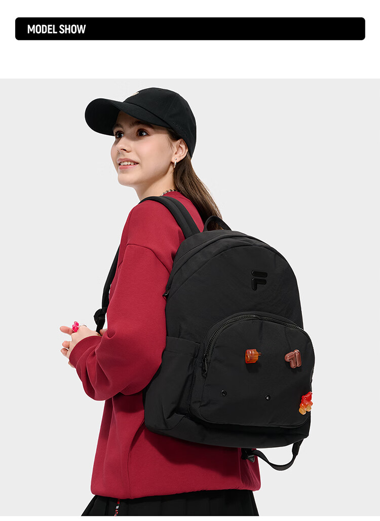 FILAFUSION FILA Trendy Women's Backpack Autumn Fun Double-Shoulder Laptop School Bag 4