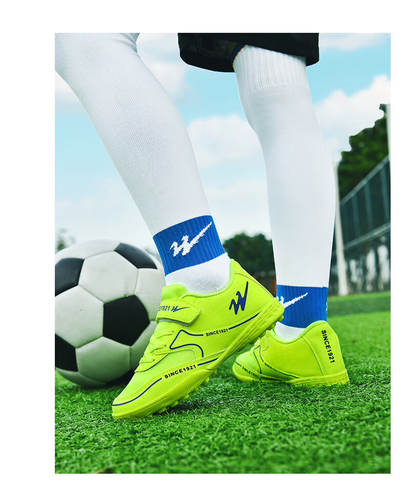 Shuangxing Children's Soccer Shoes TF Turf Studs Velcro Large Kids Student Youth Non-slip Wear-resistant Football Shoes Pink Size 39 15