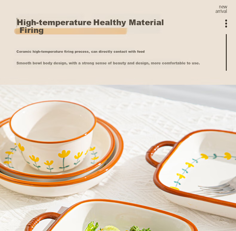 CERAMICS Underglaze Ceramic Bowl And Plate Set, Simple Home Dining Tableware Set, Mountain Chrysanthemum Pattern, 13-Piece Gift Box Set for Mid-Autumn Festival 4