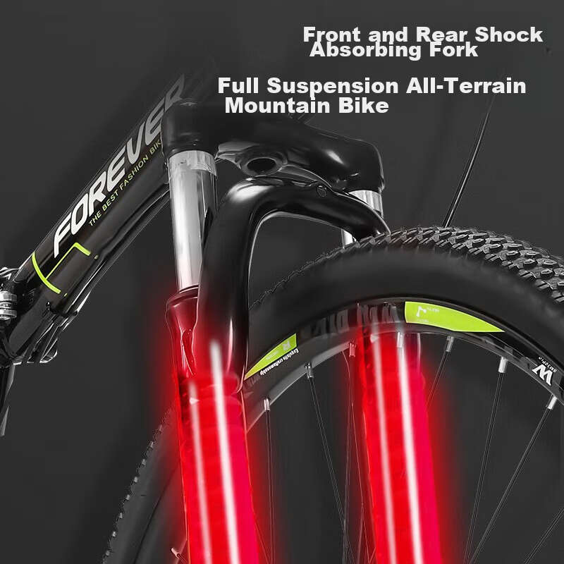 FOREVER 26-Inch 24-Speed Front And Rear Soft Tail Shock-Absorbing Folding Mountain Bike for Men, Women, Adults, Students And Children Off-Road Bicycle Gray