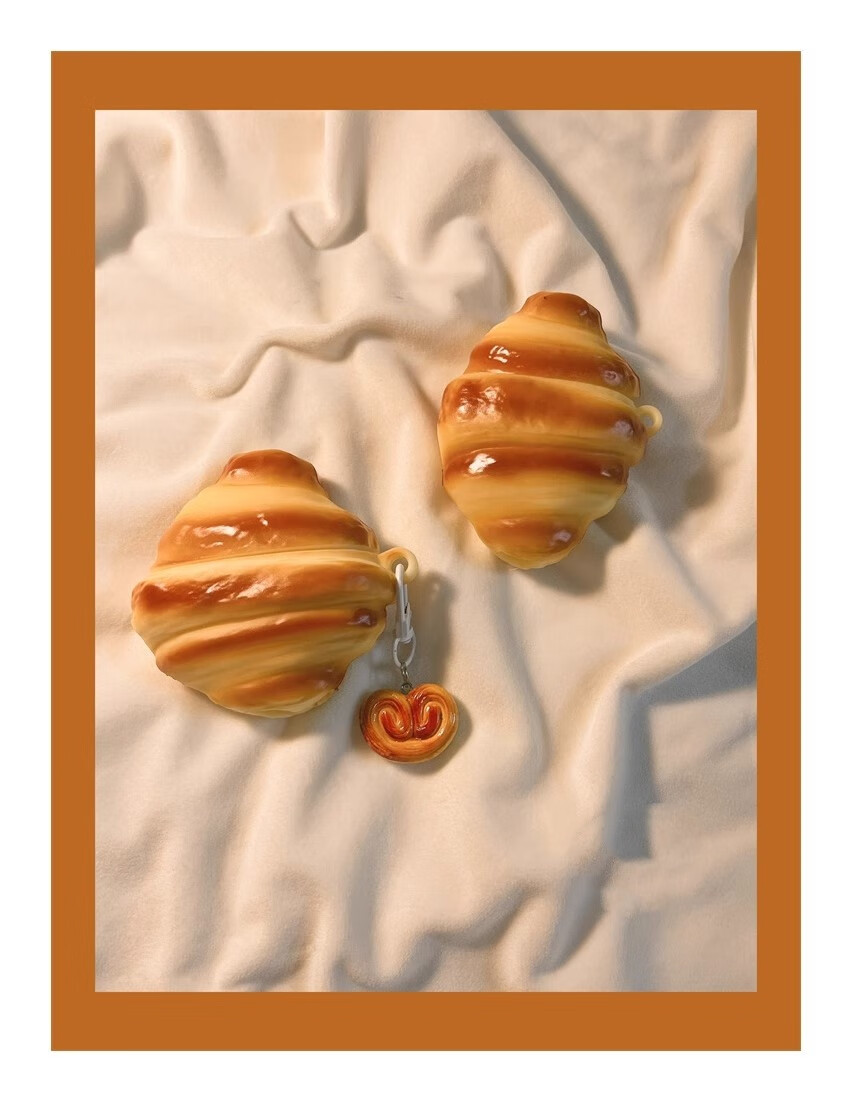 Beiyipin Fun 3D Horn-Shaped Bread Protective Case, Apple Earphone Case, Wireless Bluetooth Earphone Cover for AirPods 1/2, Creative Earphone Case 1