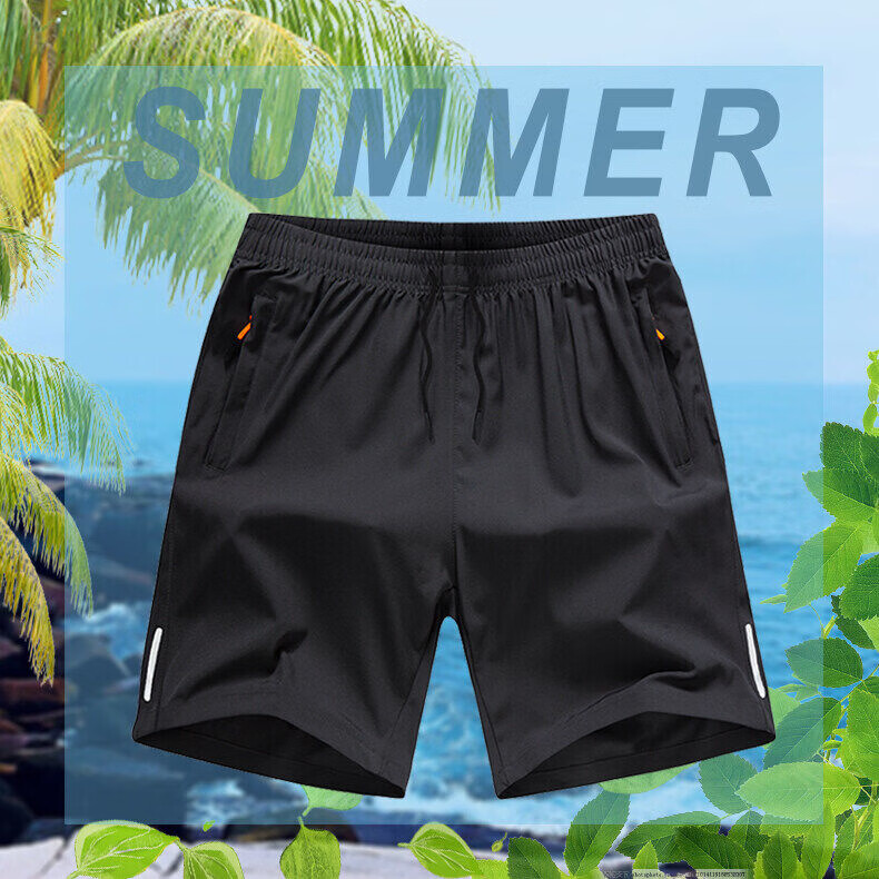 Jeanswest Ice Silk Shorts for Men, Thin Summer Cool Trendy Loose Casual Beach Shorts, Quick-Dry Running Fitness Sports Pants for Me 1