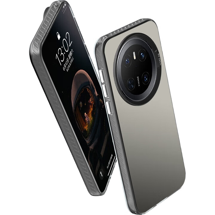 Baozou Чехол для Huawei Mate 70, силиконовый, мягкий край, простой, противоударный, лазерный градиент, высококачественная матовая твердая оболочка, серый