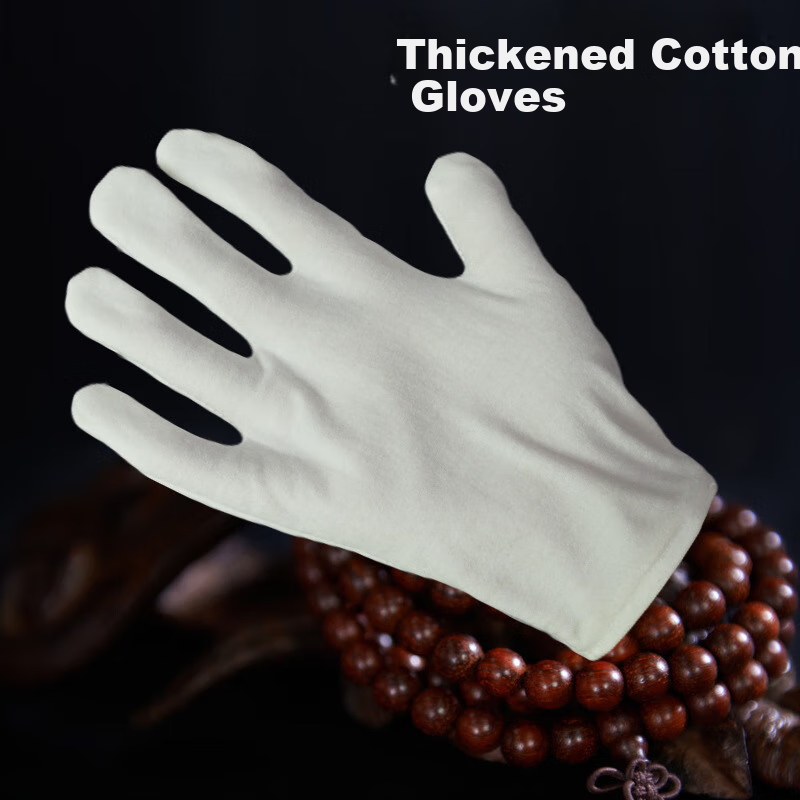 Minggu White Cotton Gloves for Ceremonial Use And Labor Protection, Pure Cotton White Gloves, 6 Pairs/Pack 3