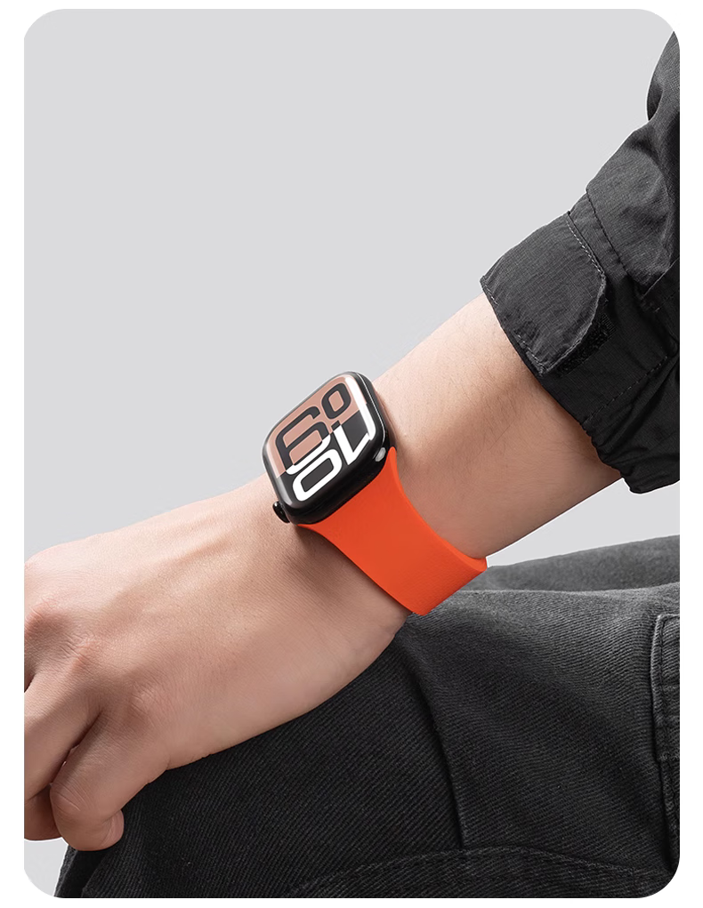 Mashi Compatible Apple Watch Band, Litchi Pattern Magnetic Silicone Strap for Ultra 4/3/iWatch S12/11/10/9/8/7/6/SE, Autumn And Winter Wristband 9