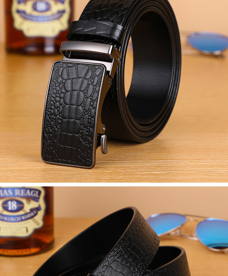 Viney Men's Belt, Top-Grain Leather, No Buckle, Automatic Waistband, Birthday Gift for Boyfriend, Husband, Father, Or Dad 2