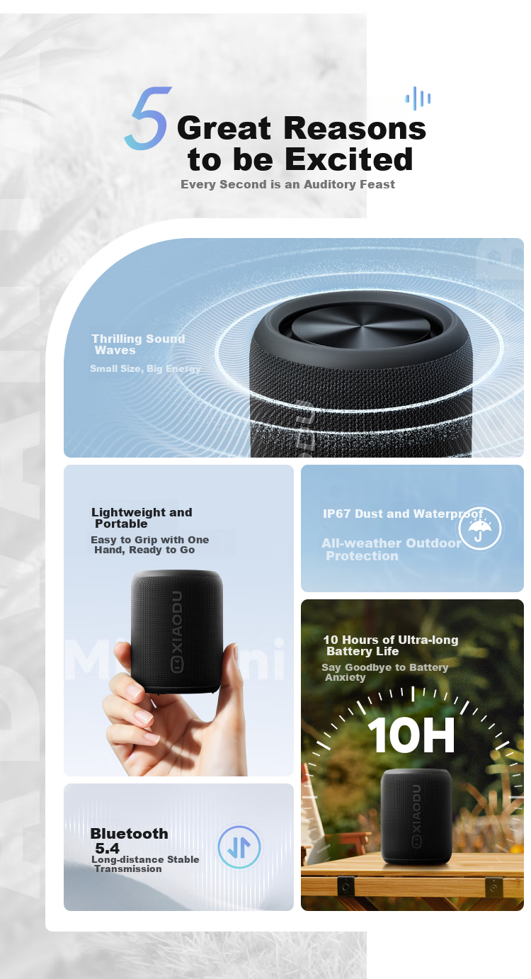 Xiaodu Bluetooth Speaker, Mini Lightweight Portable Bluetooth Speaker, Pengpai Sound Wave Acoustic Mini Cannon, Outdoor Dustproof Waterproof Camping, Ultra-Long Battery Life 2