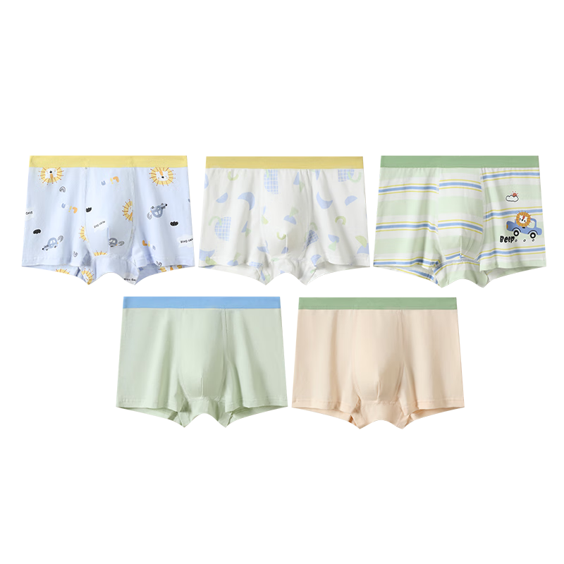 FENTENGCARE Kids Underwear Class A Baby Cotton 7A Antibacterial 5-Pack 100% Cotton Crotch Boys Cartoon Boxer Briefs