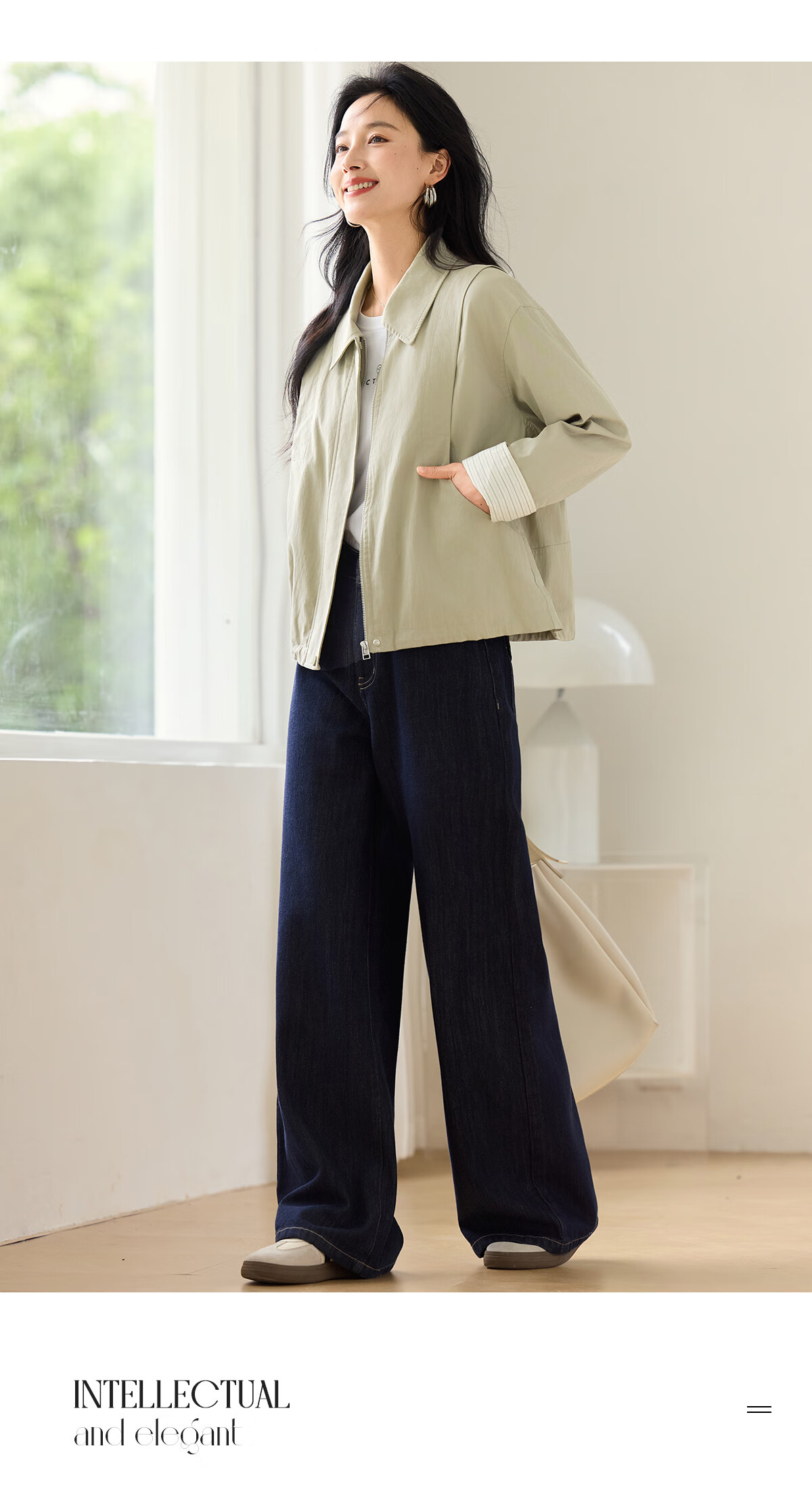 Chushen Spring Autumn Casual Jacket for Women Fashion Lapel Decorative Lines Simple Short Petite Coat Top S53D016 12