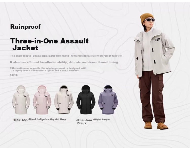 CAMEL Outdoor Waterproof, Windproof And Breathable Jacket for Men And Women, Three-In Fleece-Lined Warm Mountaineering Coat 8