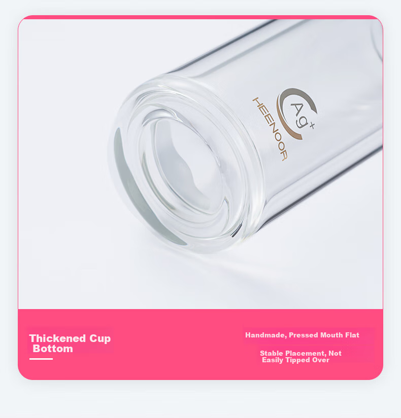 Heenoor Antibacterial Glass Cup, Double-Layer Transparent Water Cup, High-Quality Tea Infuser for Women, Mid-Autumn Festival Gift XN-1951 11