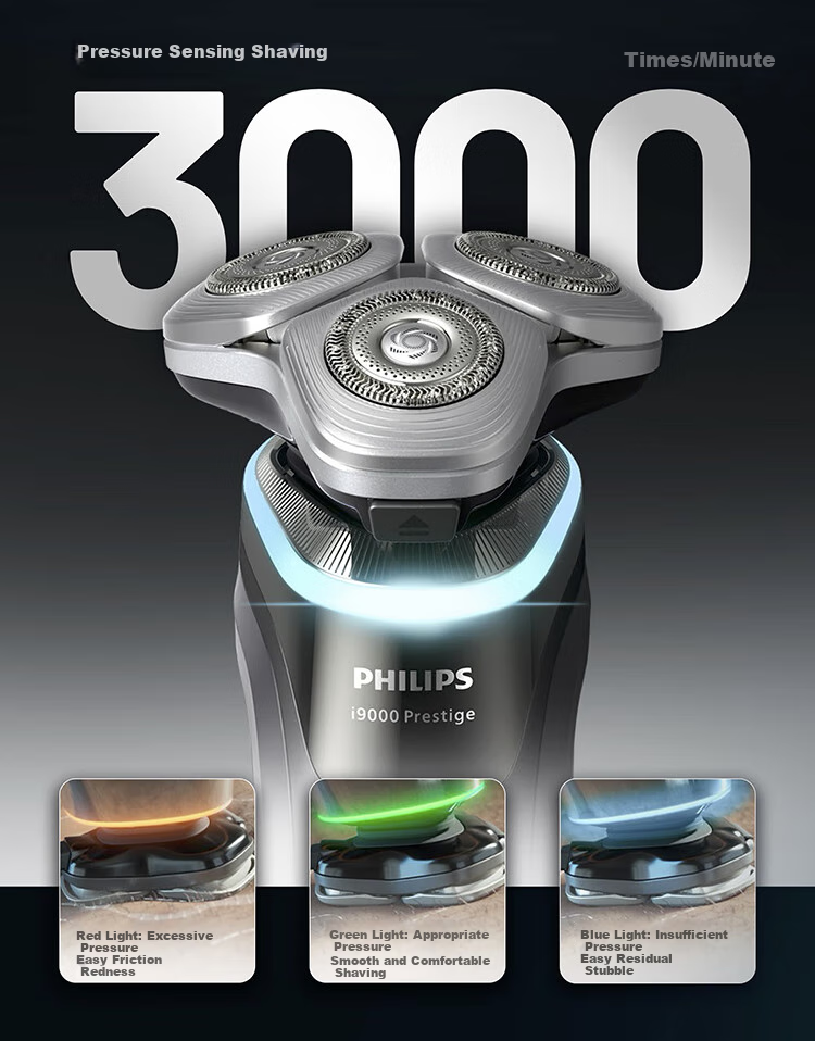 PHILIPS [Mid-Autumn Festival Gift] New Self-Operated Electric Shaver with Rotating Guard, New 9 Series Pro+, 0.08mm Under-Skin Clean Shave Razor, Cleaning Chamber, Birthday Gift for Me 8