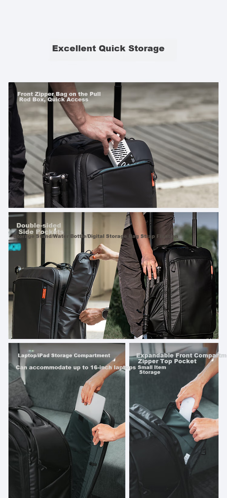 PGYTECH Photography Trolley Case, Professional Mirrorless Outdoor DSLR Camera Bag, Double Shoulder Photography Bag with Universal Wheels, Travel Suitcase, Drone Luggage, Unisex Photography Camera Backpack, Soft Case, 20 Inch 9