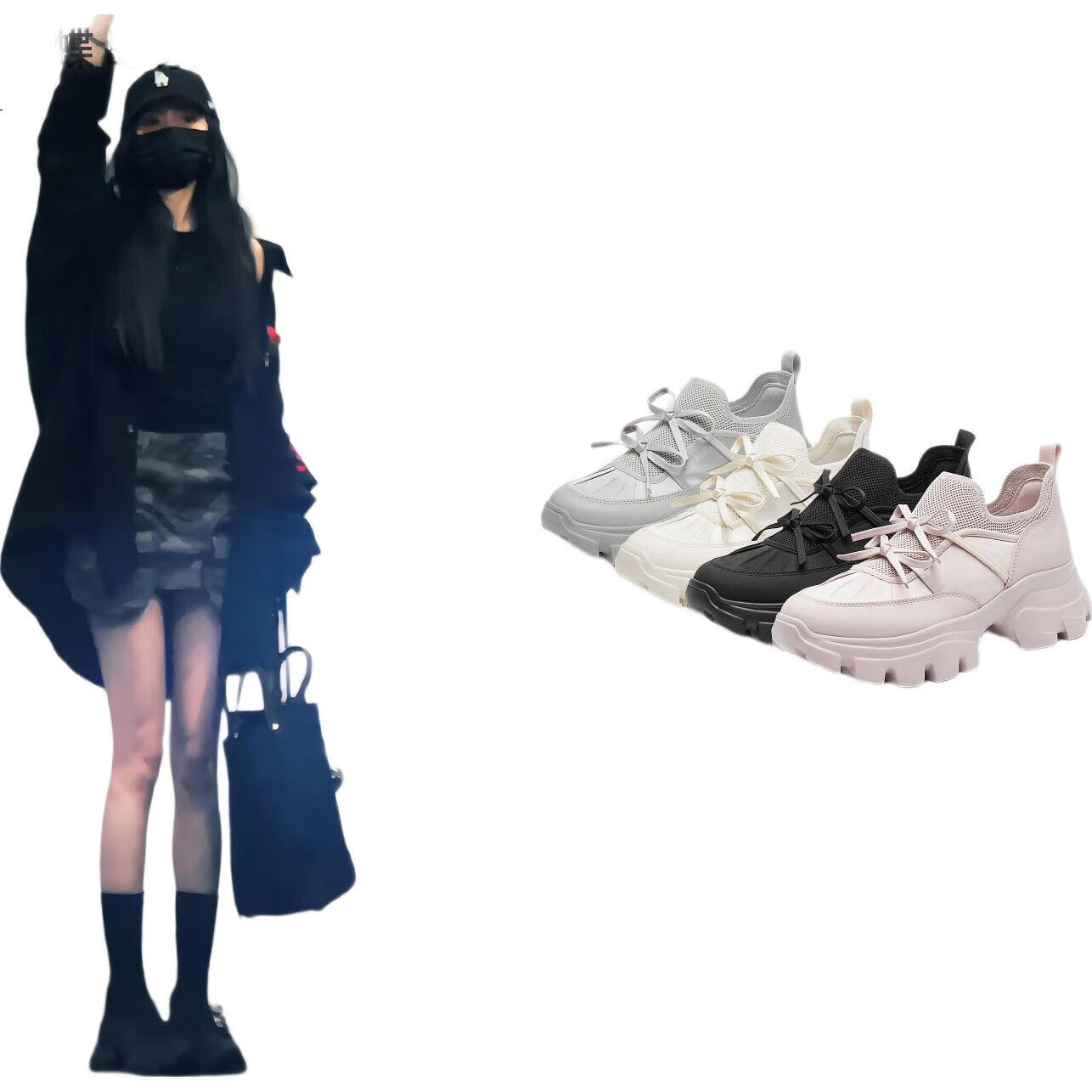 Женские кроссовки STACCATO Yang Mi's Same Style 2026 Spring Butterfly Island Dad Shoes, серебристо-серые, размер 39