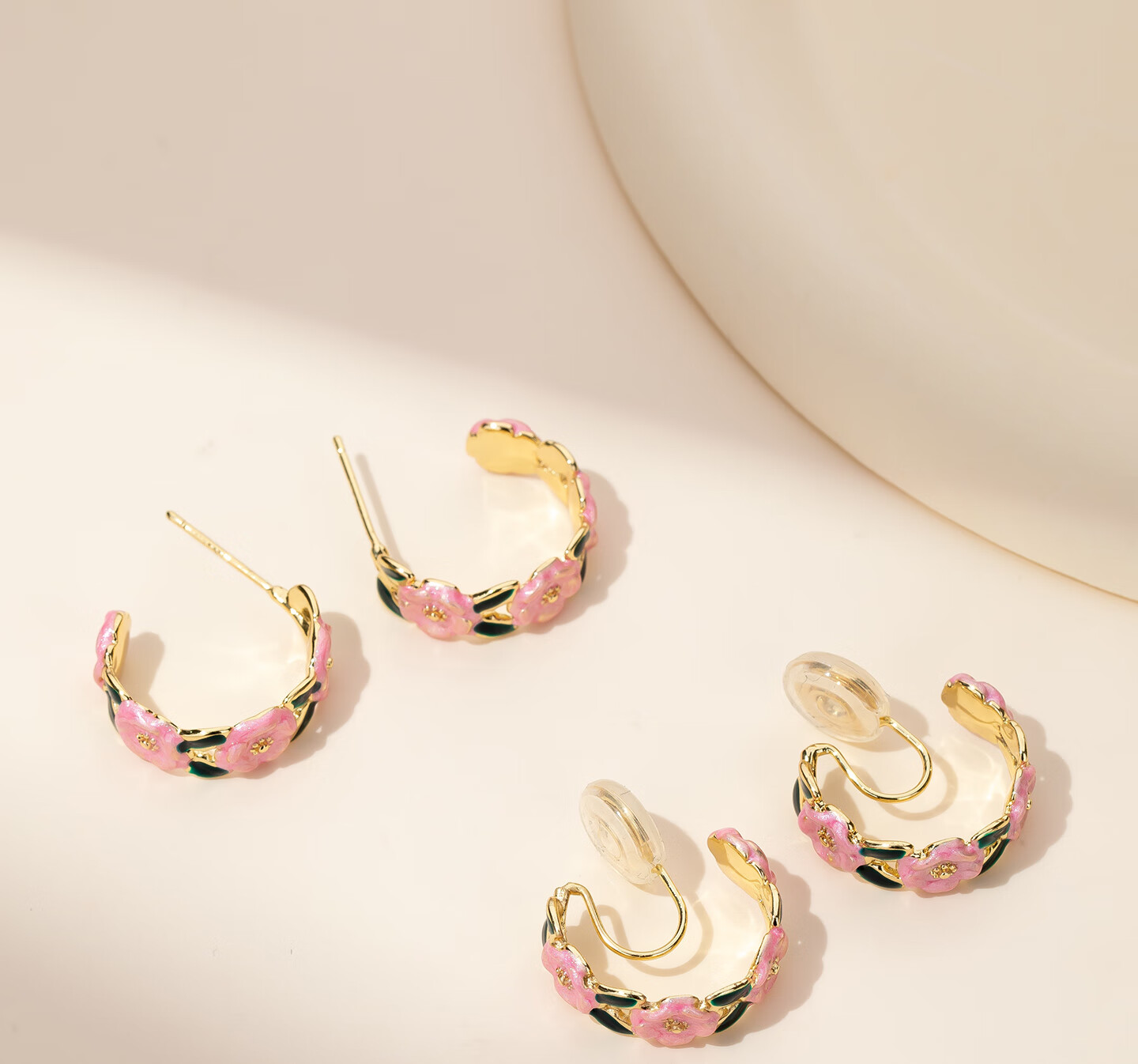 Qlady Camellia Earrings, 2026 New Year Elegant Vacation Style Earrings, No Hole Ear Studs, Hoop Earrings, Gift 5