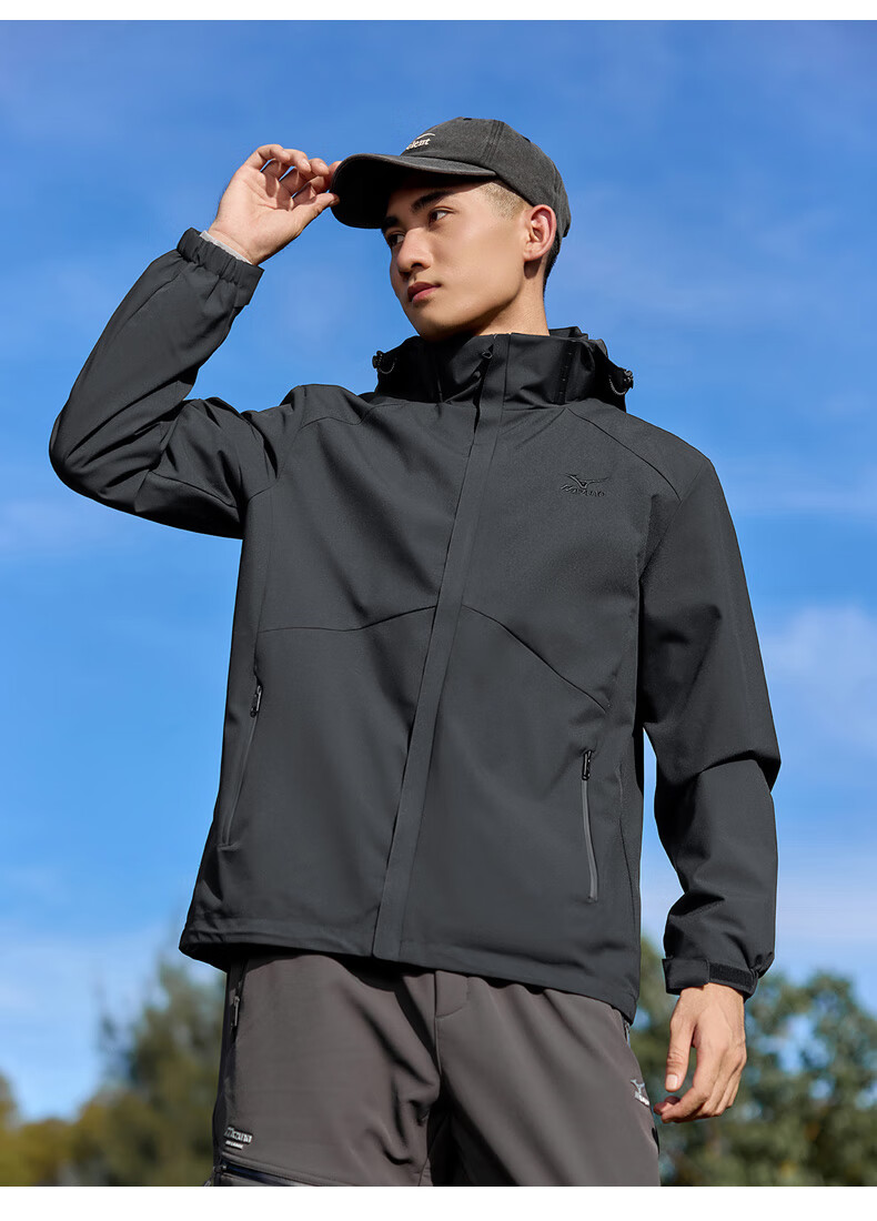 Mizuno Men's Outdoor Jacket Spring Autumn Hooded Versatile Windproof Waterproof Mountaineering Coat Mist Lotus White 3XL 9