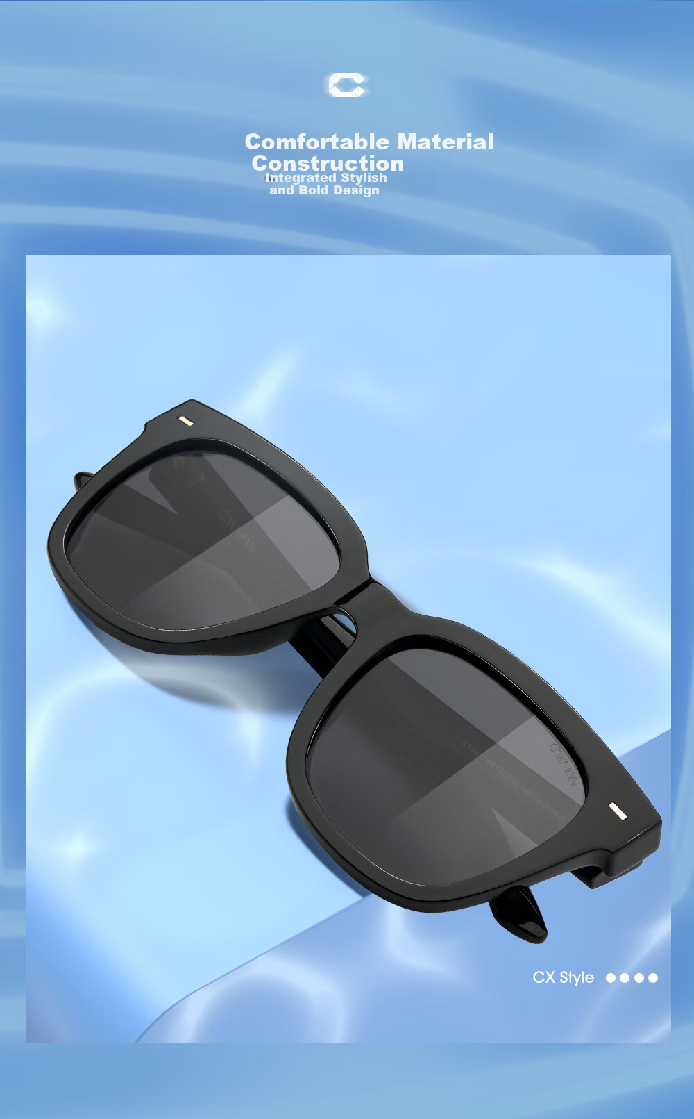 CAXMAN GM Sunglasses for Men And Women, Trendy Black Frame Retro Polarized Driving Glasses, Square Frame UV Protection Sunglasses for Me 2