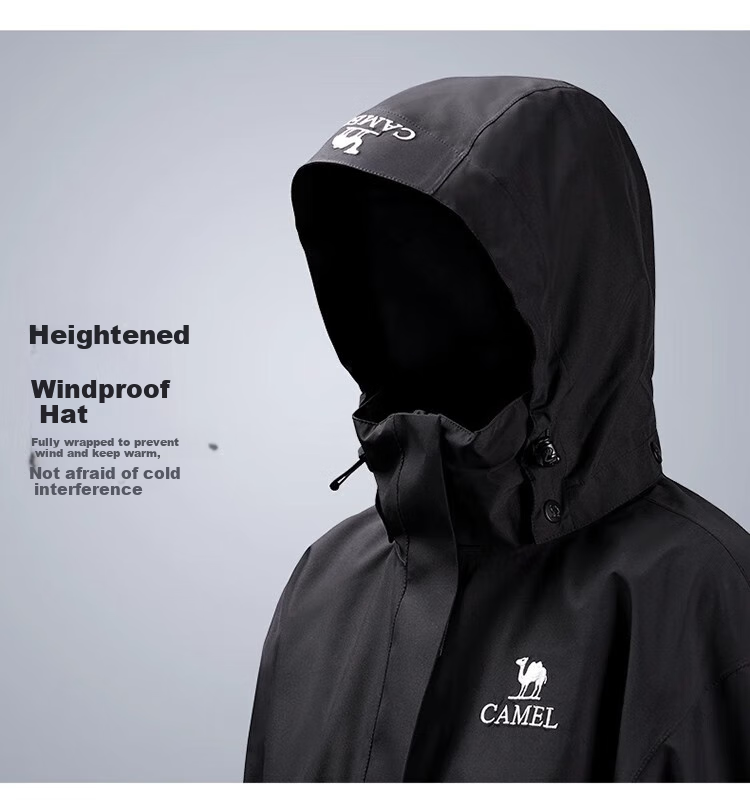 CAMEL Outdoor Three-In Jacket for Men And Women, Autumn And Winter New Fleece Inner Layer, Windproof And Waterproof Coat, Mountaineering Wear 33