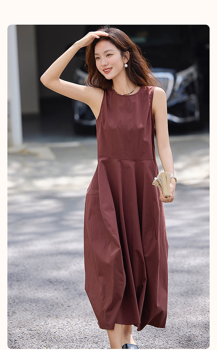 Demna【Cloud Oxygen Cotton Air Skirt】Summer Irregular Design Round Neck Sleeveless Elegant Women's Bud Dress 1