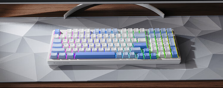 Lenovo GK10 Mechanical Keyboard with Full Hot-Swappable Keys, 20 Backlight Effects, Gaming And Office Computer Keyboard, Aurora Series Three-Mode Version 80-Key Layout, Snow Blue RGB Brown Switch 10