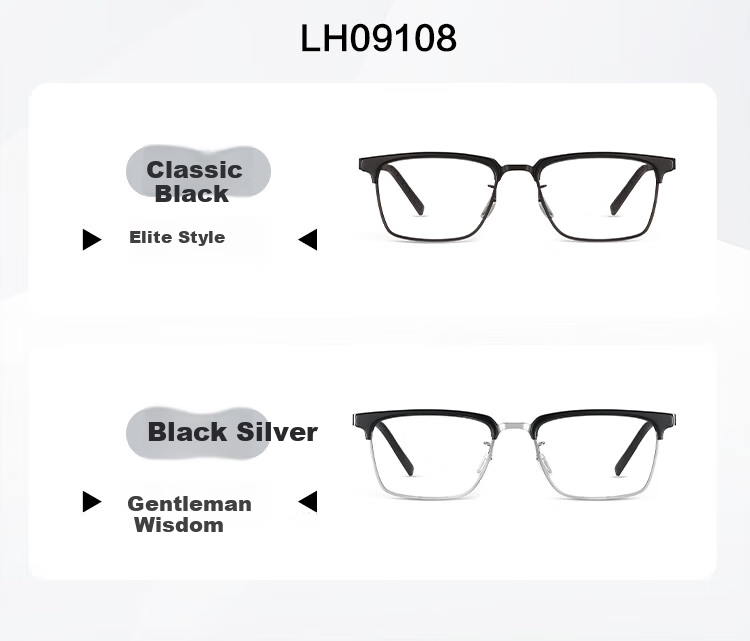 LOHO Thin Steel Series | Ultra-Light Myopia Glasses, Brow Frame Semi-Rimless, Blue Light Blocking, Professional Prescription Available, Men's Eyeglasses 17