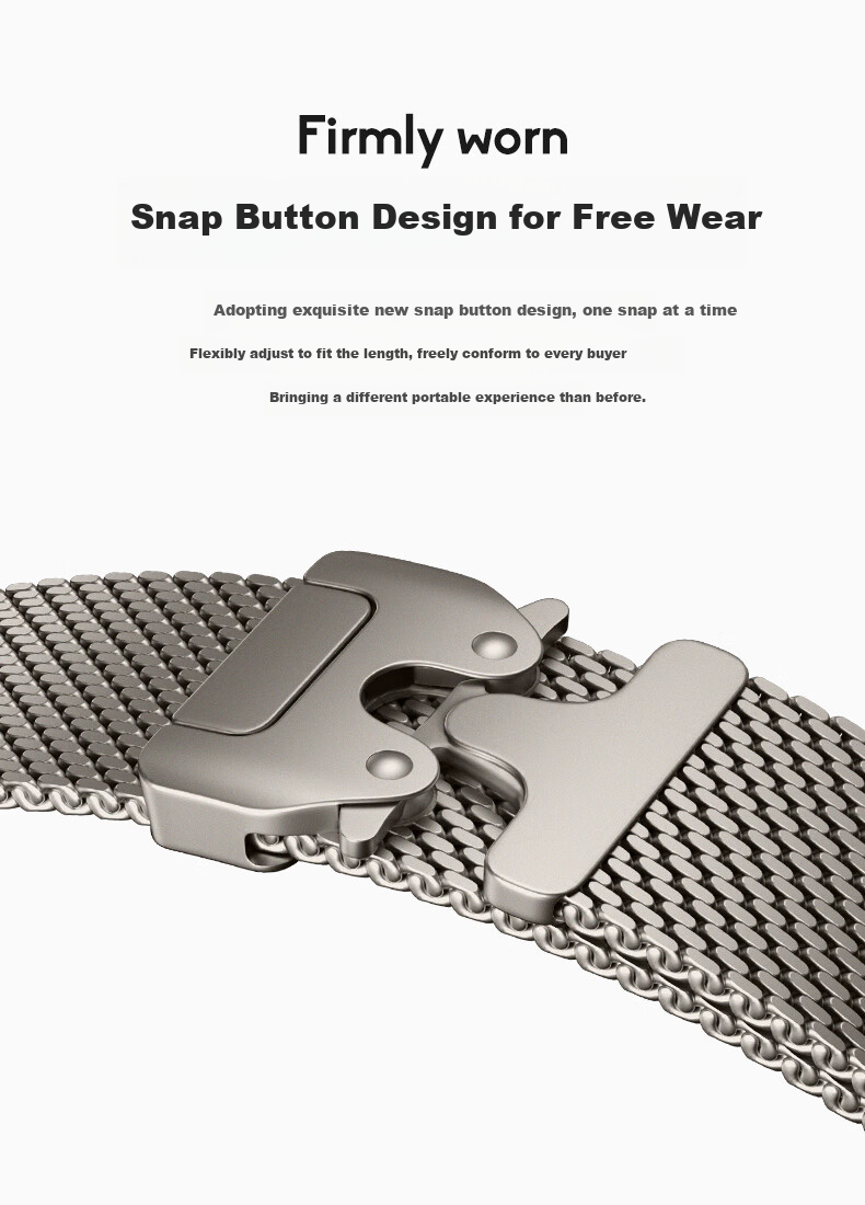 BHO [Parachute Buckle Milanese Loop] Compatible with Apple Watch Band, for Apple Watch Ultra 4, IWatch S12/S11/10/9/SE3, Metal Band 5