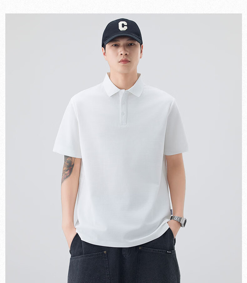 Jeanswest Outdoor Sports Short Sleeve T-Shirt Men Polo Shirt Summer Solid Color Loose Fit Casual Business Black XL 4