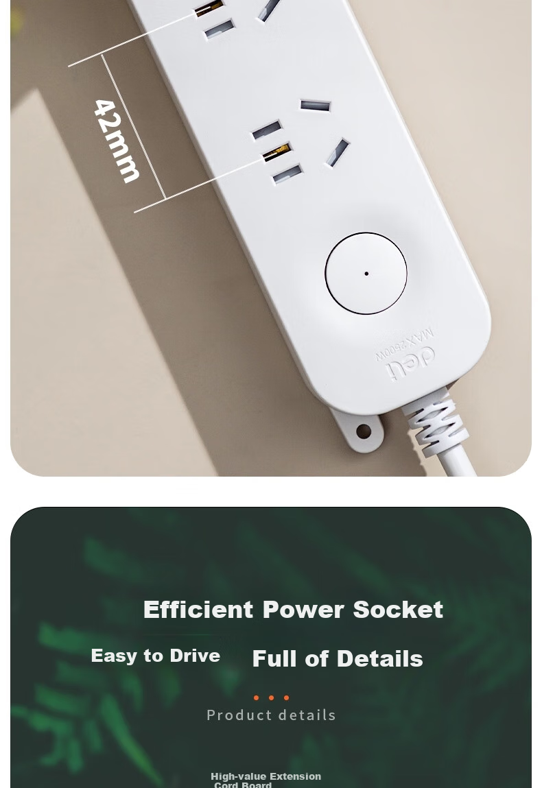 Deli 33912 (1.8) Elegant White Series New National Standard Safe Power Strip/power Bar/power Board/power Extension Cord, Master Switch, 3 Outlets, 1.8 Meters, 33912 9