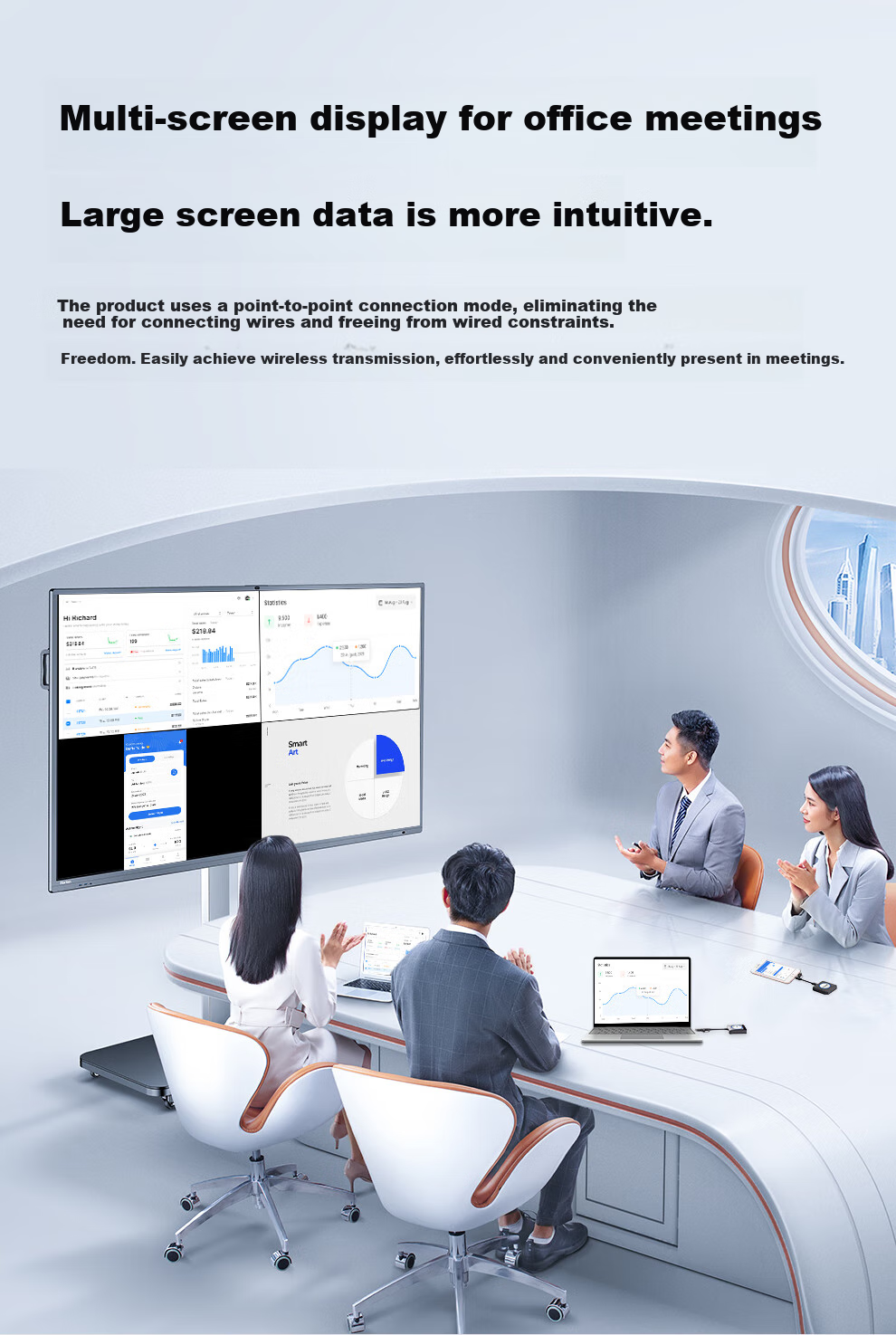 BOEGAM Wireless Screen Mirroring Device for Large TVs And Projectors, Compatible with Smartphones, Tablets, And Computers for Screen Casting, BYOM Application, One Transmitter One Receiver BGOR1000 8