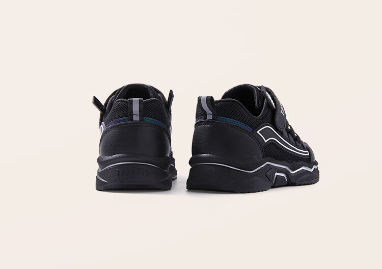TARANIS Spring Children's Sports Shoes, Boys' Soft-Soled Dad Shoes, Girls' Running Shoes, Casual Dad Shoes, Black, Size 28 6