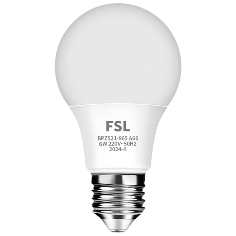 Foshan Lighting (FS) LED Bulb E27 Screw Base Energy-saving Lamp Super Bright Light Source 6W Cool White (6500K)