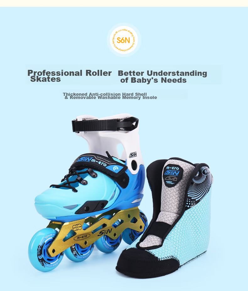 Micro Maiguo Roller Skates for Children, Boys And Girls, Hard Shell Flat Wheels, Micro Straight-Arrangement Inline Skates, S6N Pink Set, Size S 5