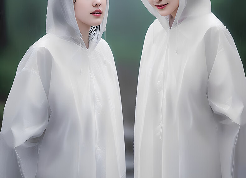 Jiajialin Disposable Portable Raincoat for Adults Outdoor Travel Mountaineering Long Rain Poncho Full Body Stormproof White+Gray 2 Pieces 3